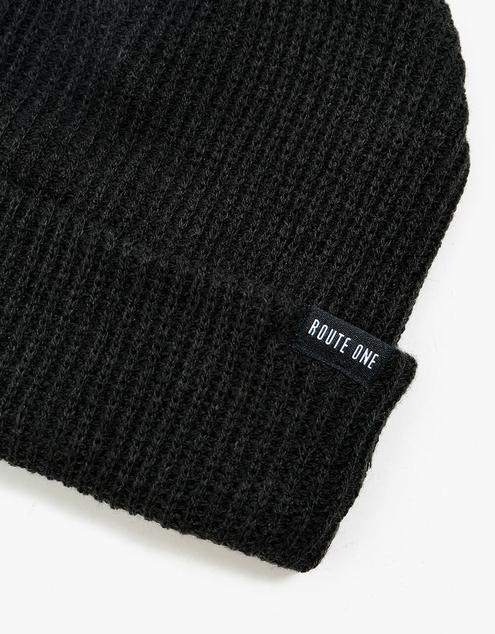 Route One Recycled Fisherman Beanie - Black