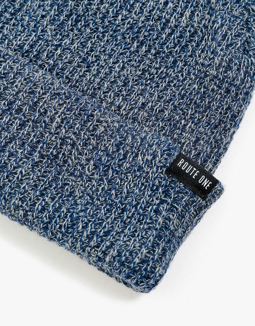 Route One Fisherman Beanie - Heather Blue