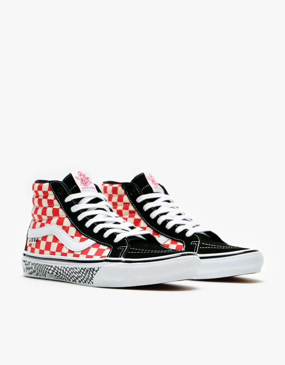 Vans Skate Sk8-Hi Reissue Skate Shoes - (Grosso) '84 Black/Red Check