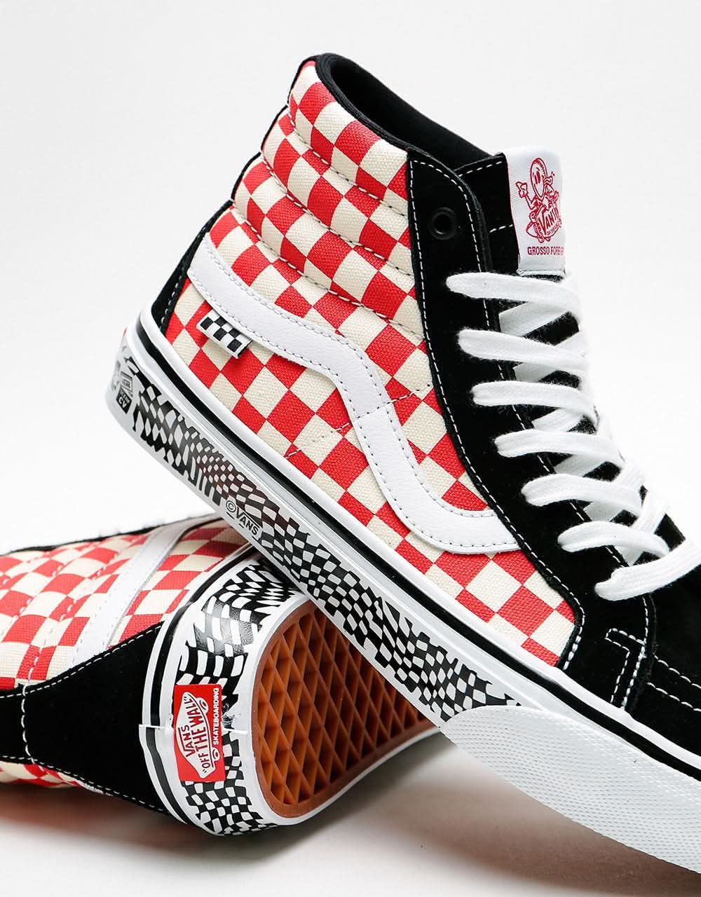 Vans Skate Sk8-Hi Reissue Skate Shoes - (Grosso) '84 Black/Red Check