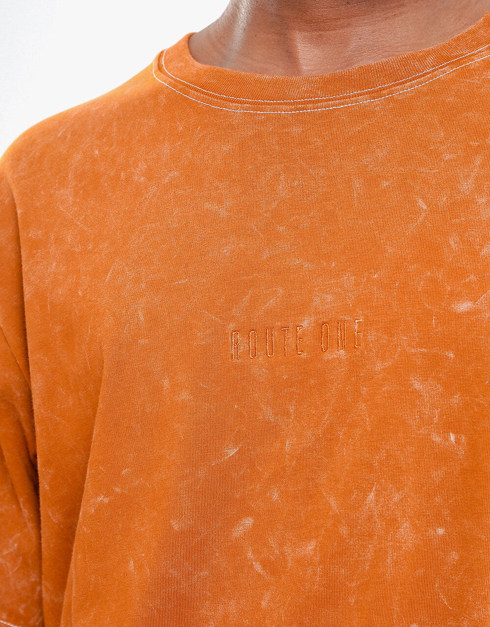 Route One Organic Contrast Stitch T-Shirt - Caramel