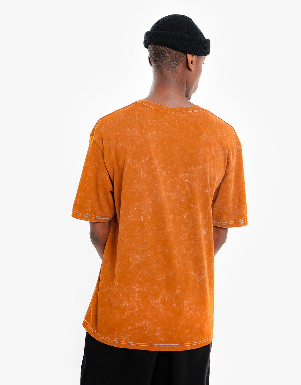Route One Organic Contrast Stitch T-Shirt - Caramel