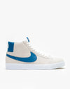 Nike SB Zoom Blazer Mid Skate Shoes - White/Court Blue-White-White