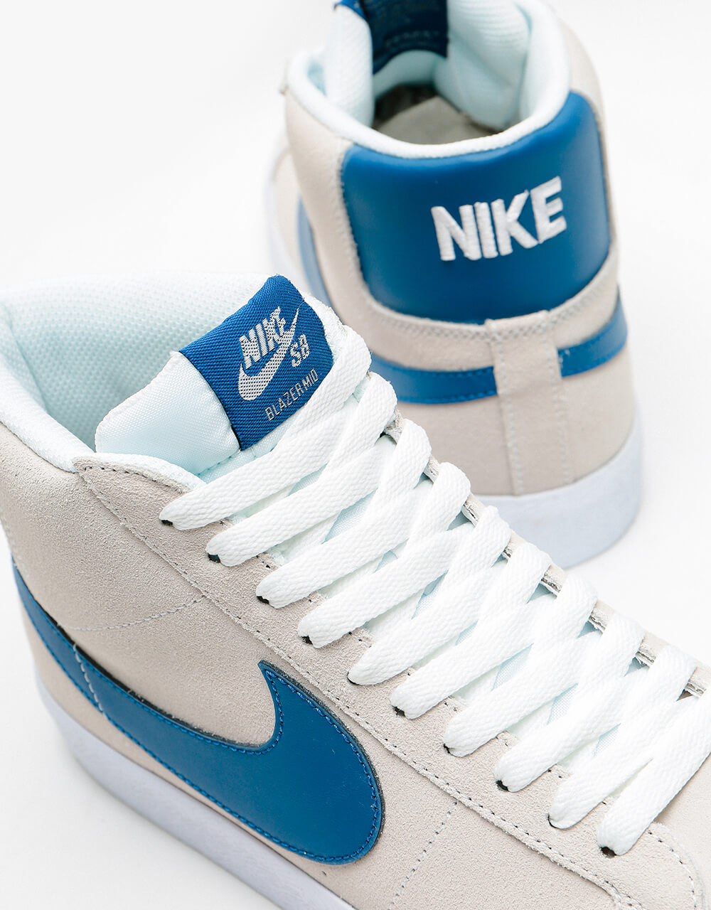Nike SB Zoom Blazer Mid Skate Shoes - White/Court Blue-White-White