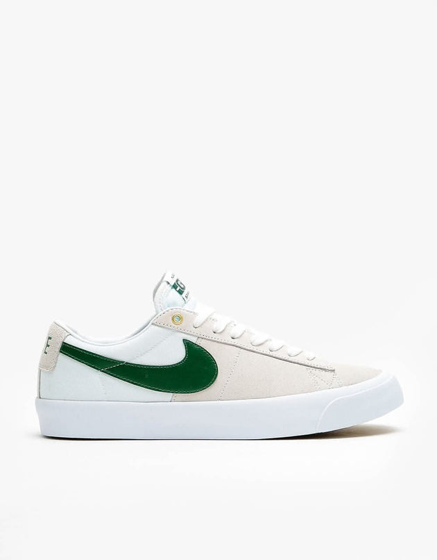 Nike SB Zoom Blazer Low Pro GT Skate Shoes - White/Fir -White Gum Light Brown