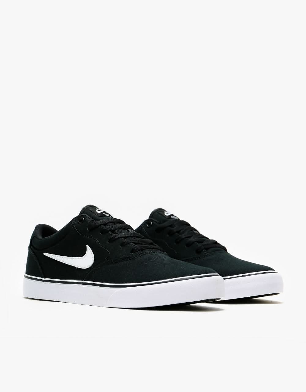 Nike SB Chron 2 Canvas Skate Shoes - Black/White-Black