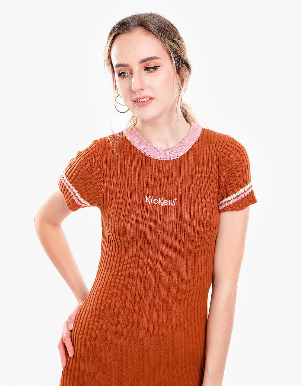 Kickers® Womens Rib Knit Mini Dress - Rust