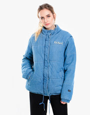 Kickers® Womens Denim Puffer Jacket - Mid Blue