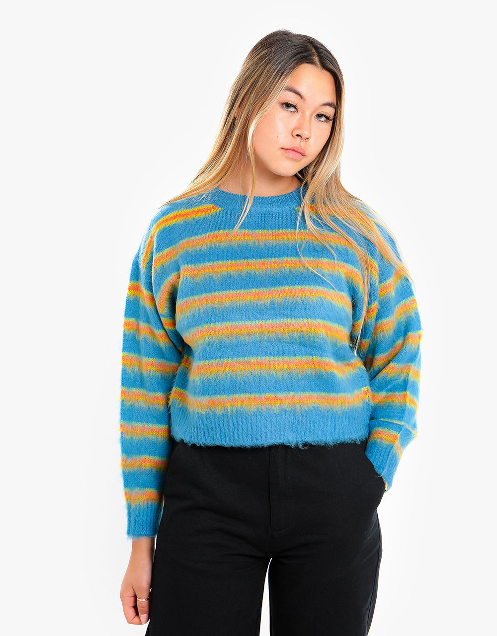 Obey Womens Delilah Sweater - Atlantic Blue Multi