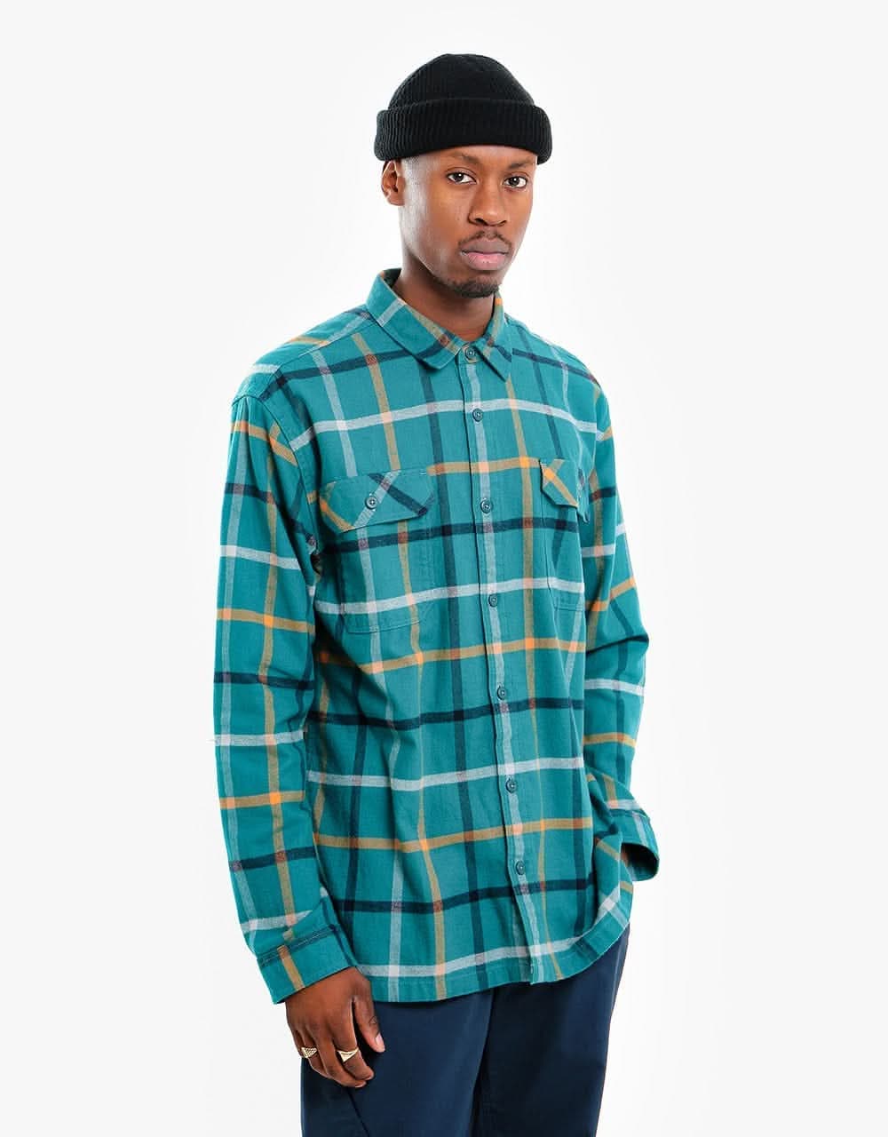 Patagonia L/S Organic Cotton Flannel Shirt - Brisk:Dark Borealis Green