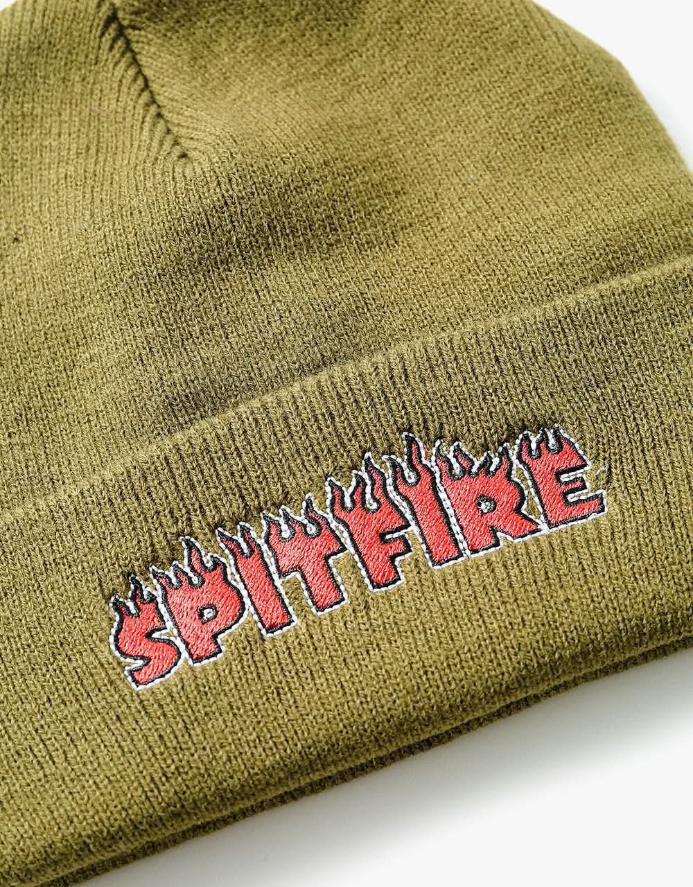 Spitfire Flash Fire Beanie - Olive/Red