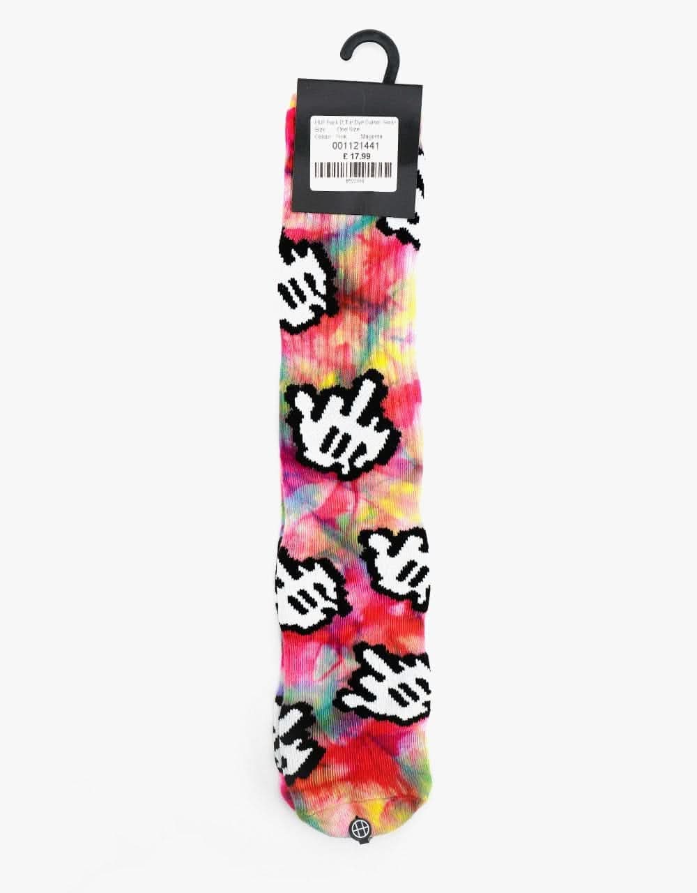 HUF Fuck It Tie Dye Cursor Socks - Magenta