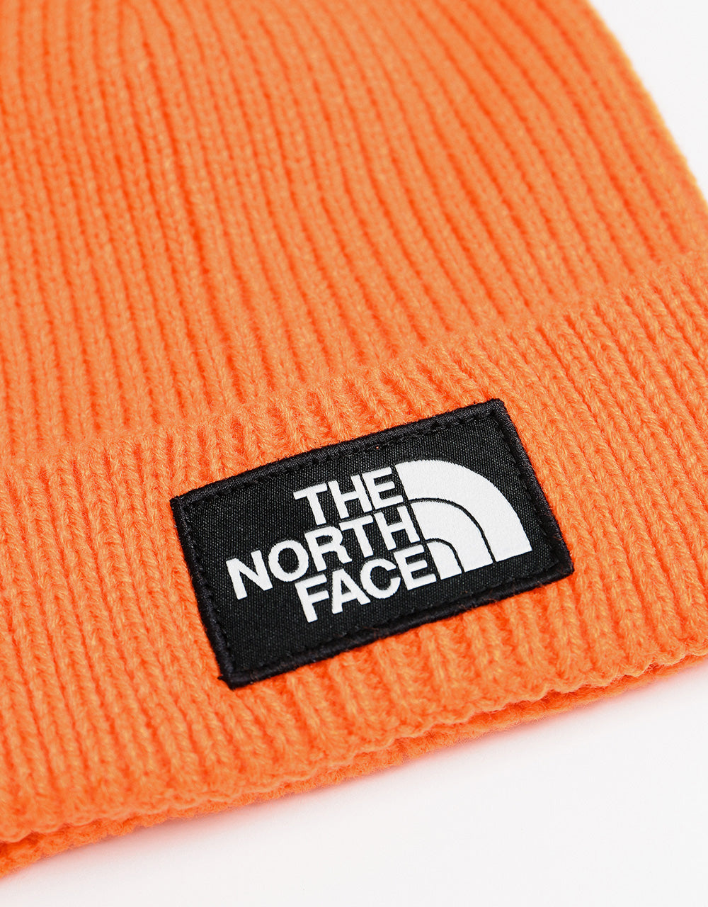 The North Face Box Logo Cuff Beanie   - Red Orange