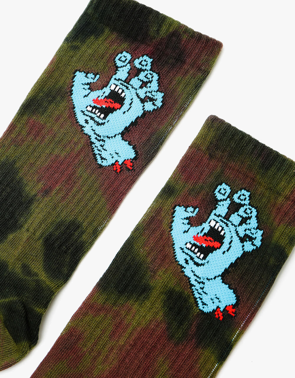 Santa Cruz Screaming Hand Tie Dye Socks - Black/Grape/Green