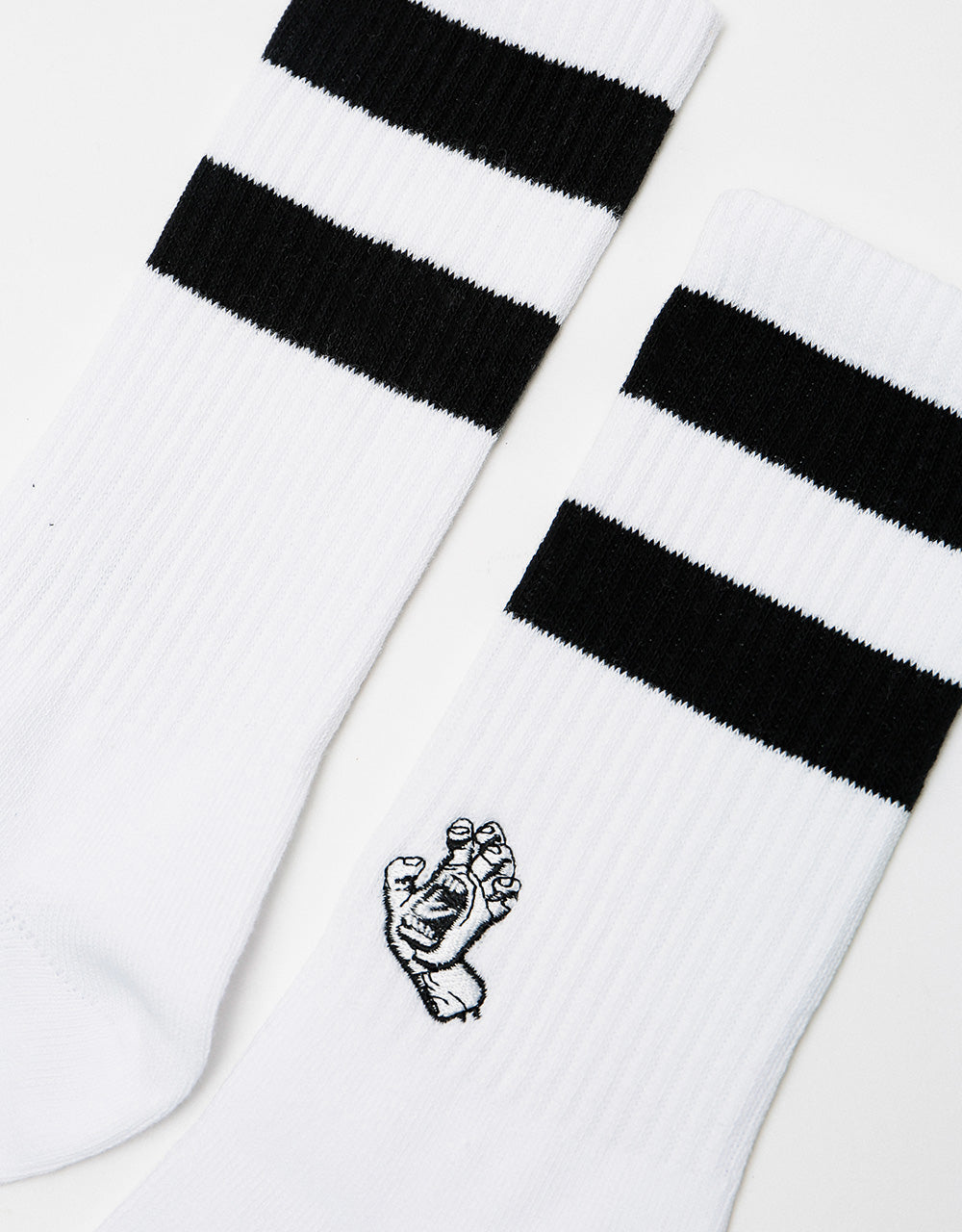 Santa Cruz Mini Mono Hand Twin Stripe Socks - White