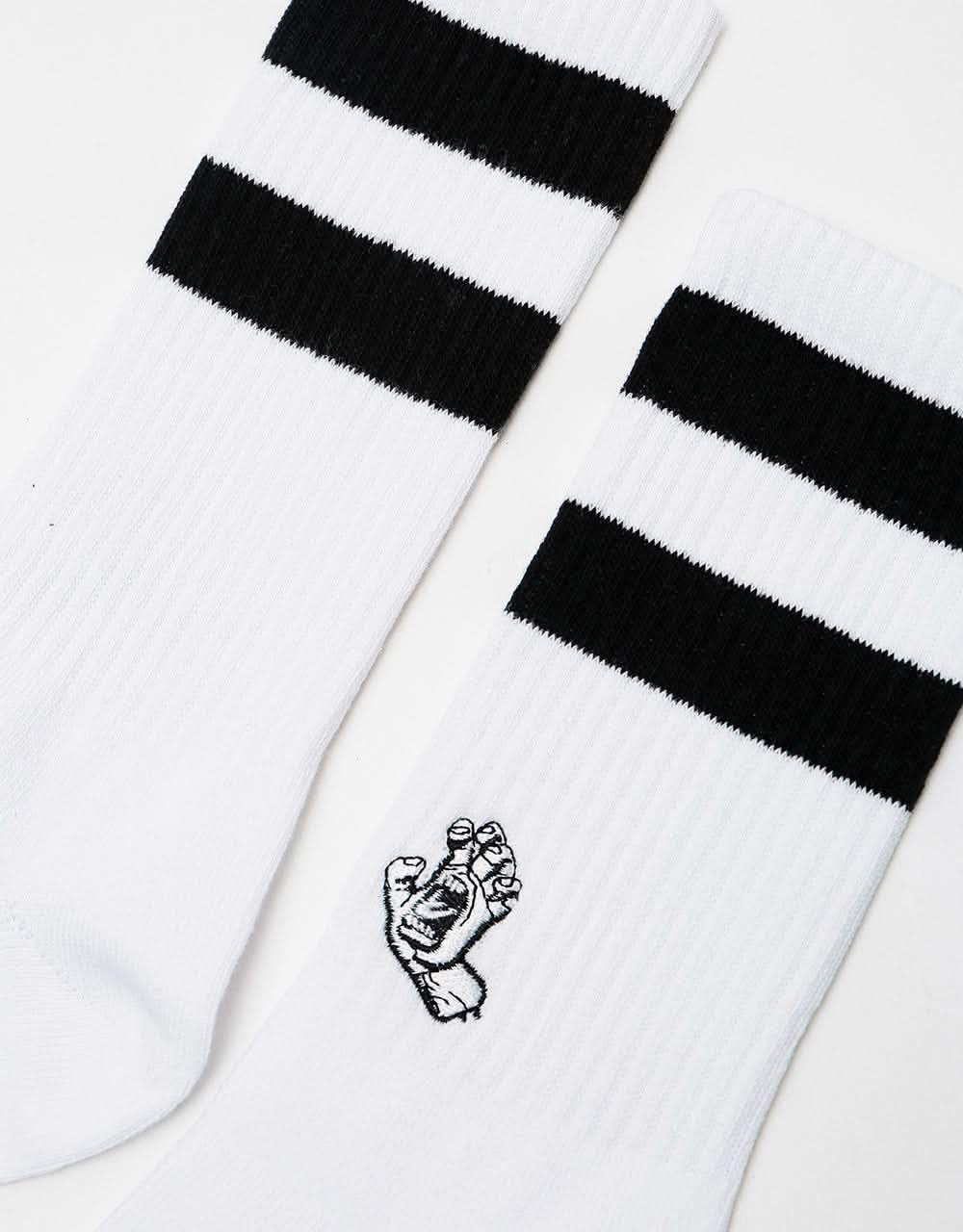 Santa Cruz Mini Mono Hand Twin Stripe Socks - White