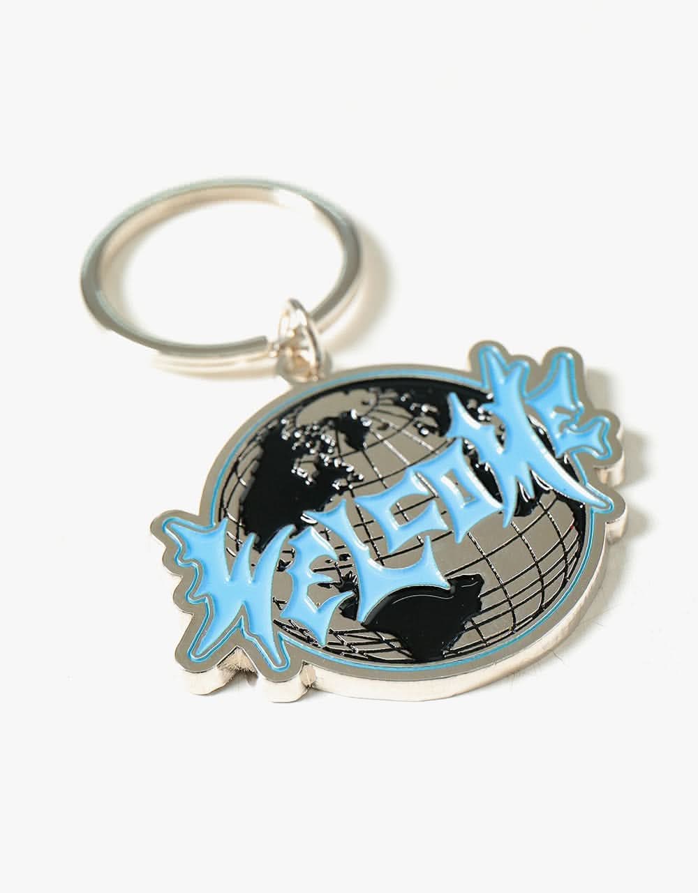 Welcome Worldwide Metal Keychain - Blue/Black