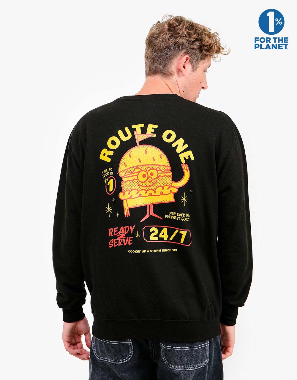 Route One Burger Sweatshirt - Black