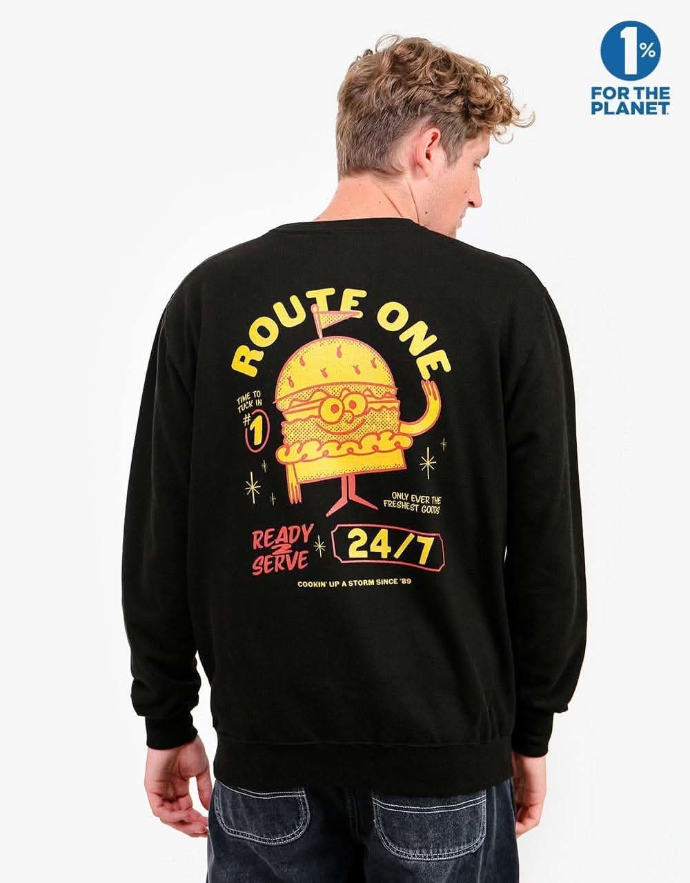 Route One Burger Sweatshirt - Black
