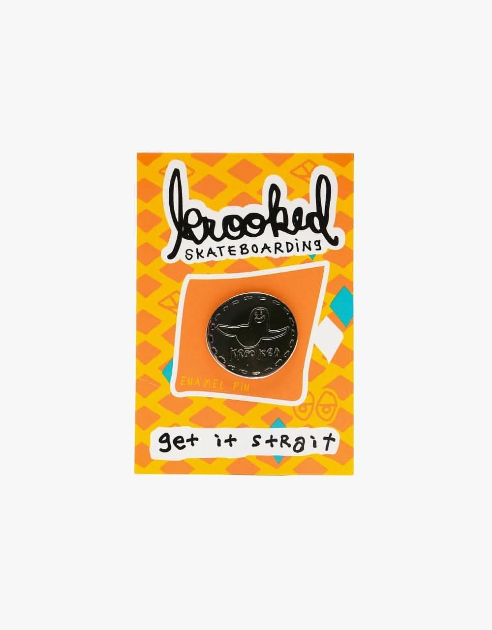 Krooked Trinity Smile Pin - Polished Silver/Black