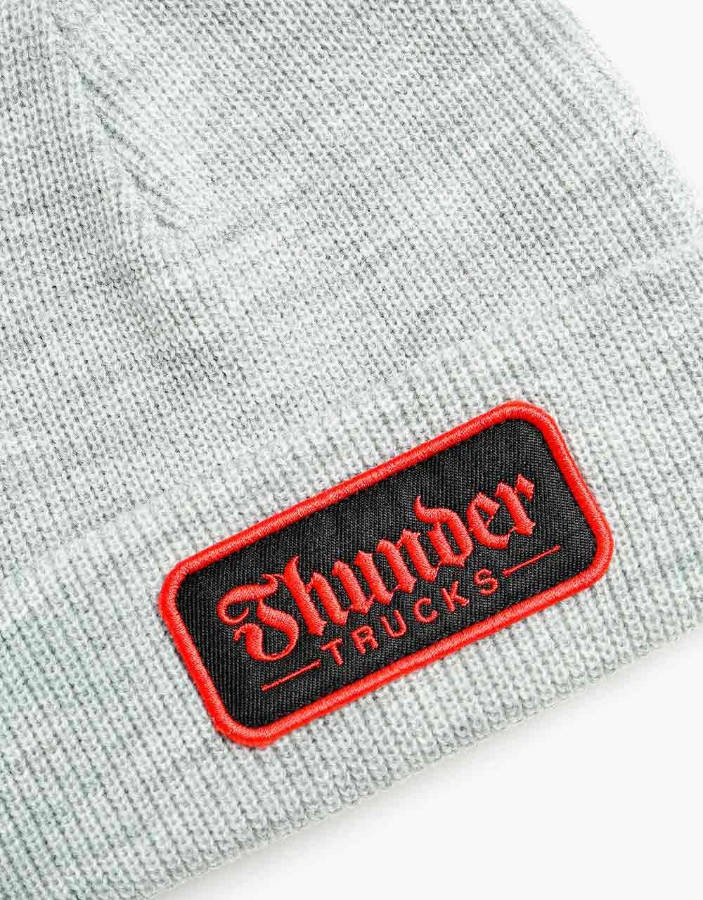 Thunder Script Patch Beanie - Heather/Red/Black