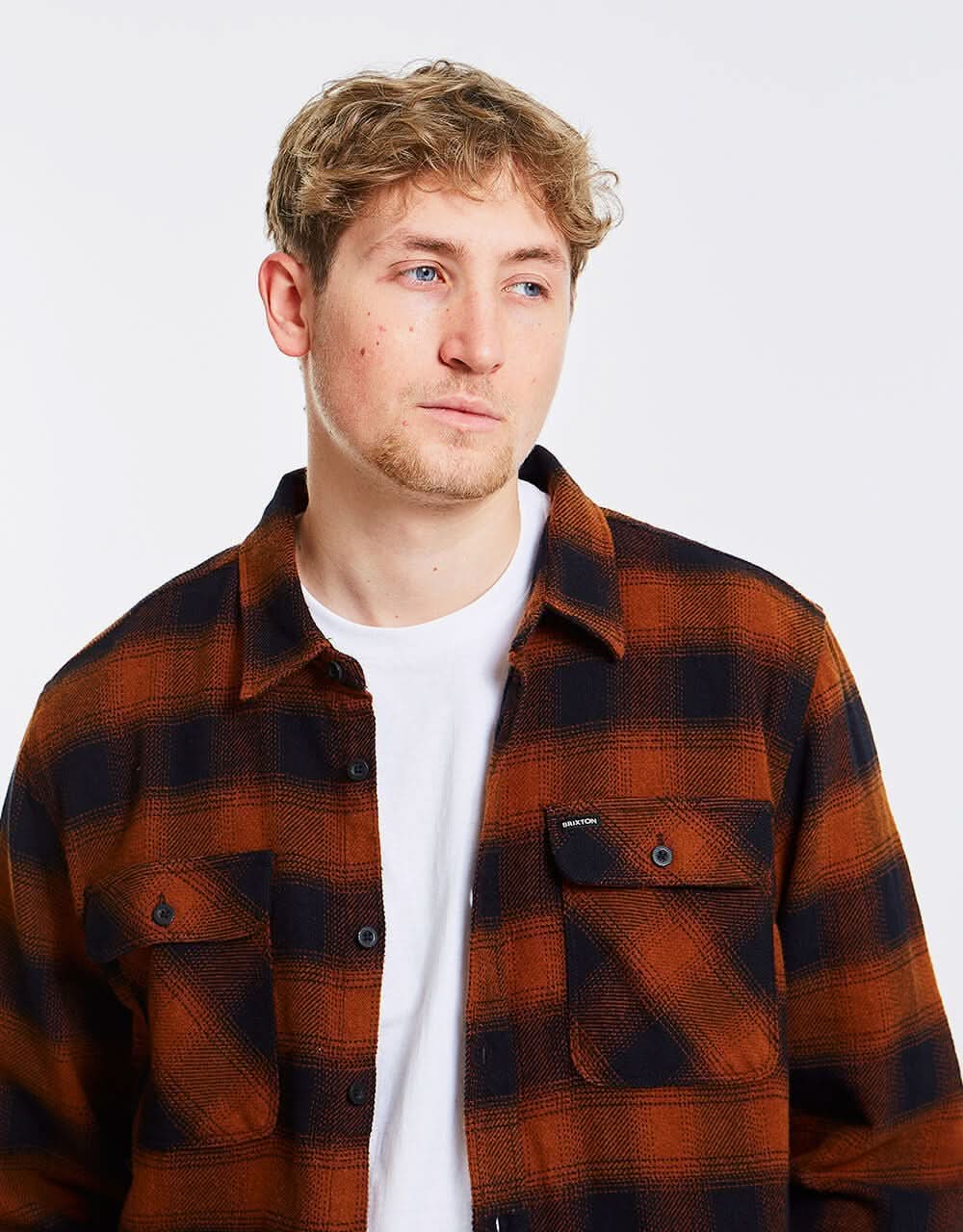 Brixton Bowery L/S Flannel Shirt - Burnt Orange