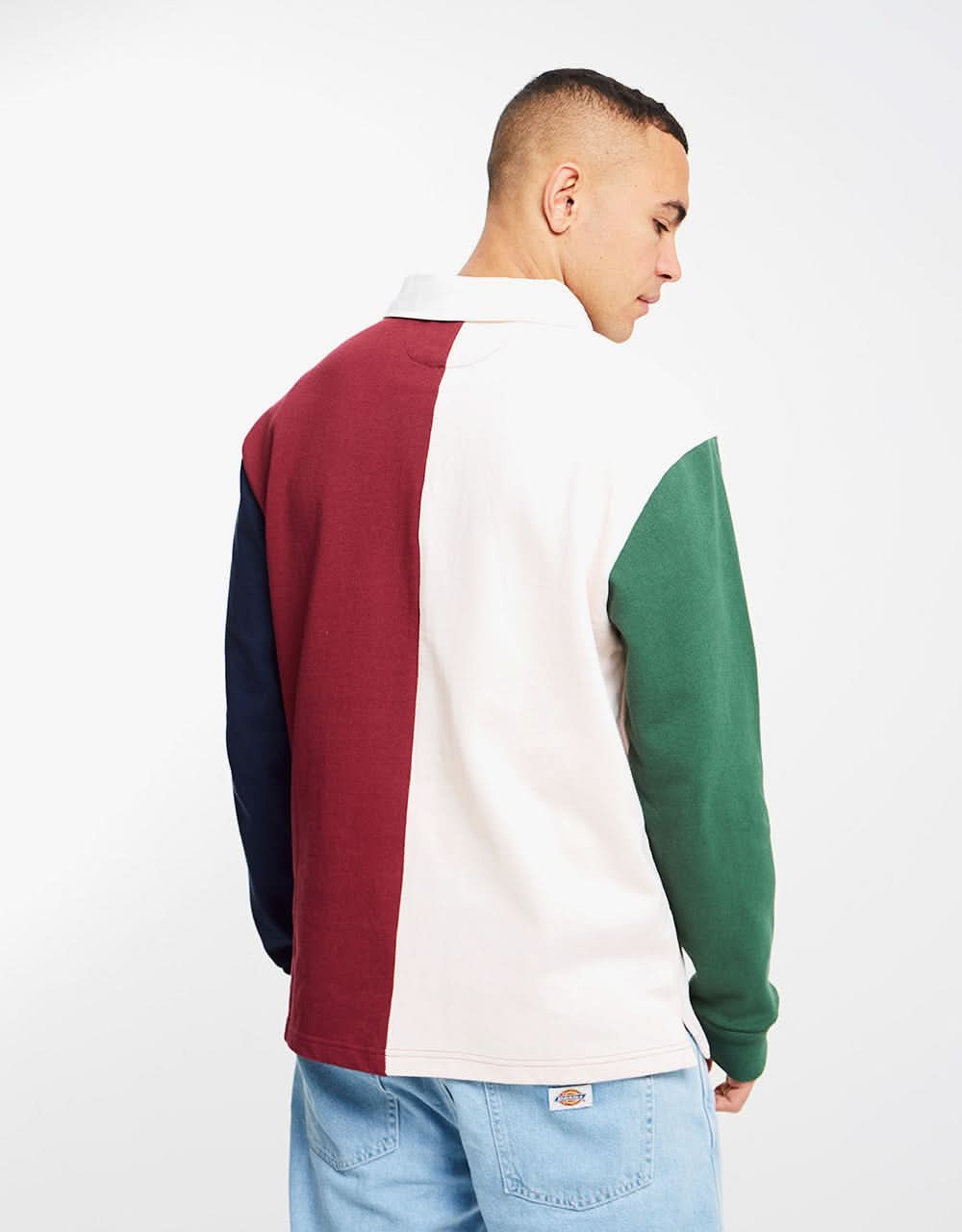 HUF Mick Colour Block L/S Rugby Shirt - Merlot