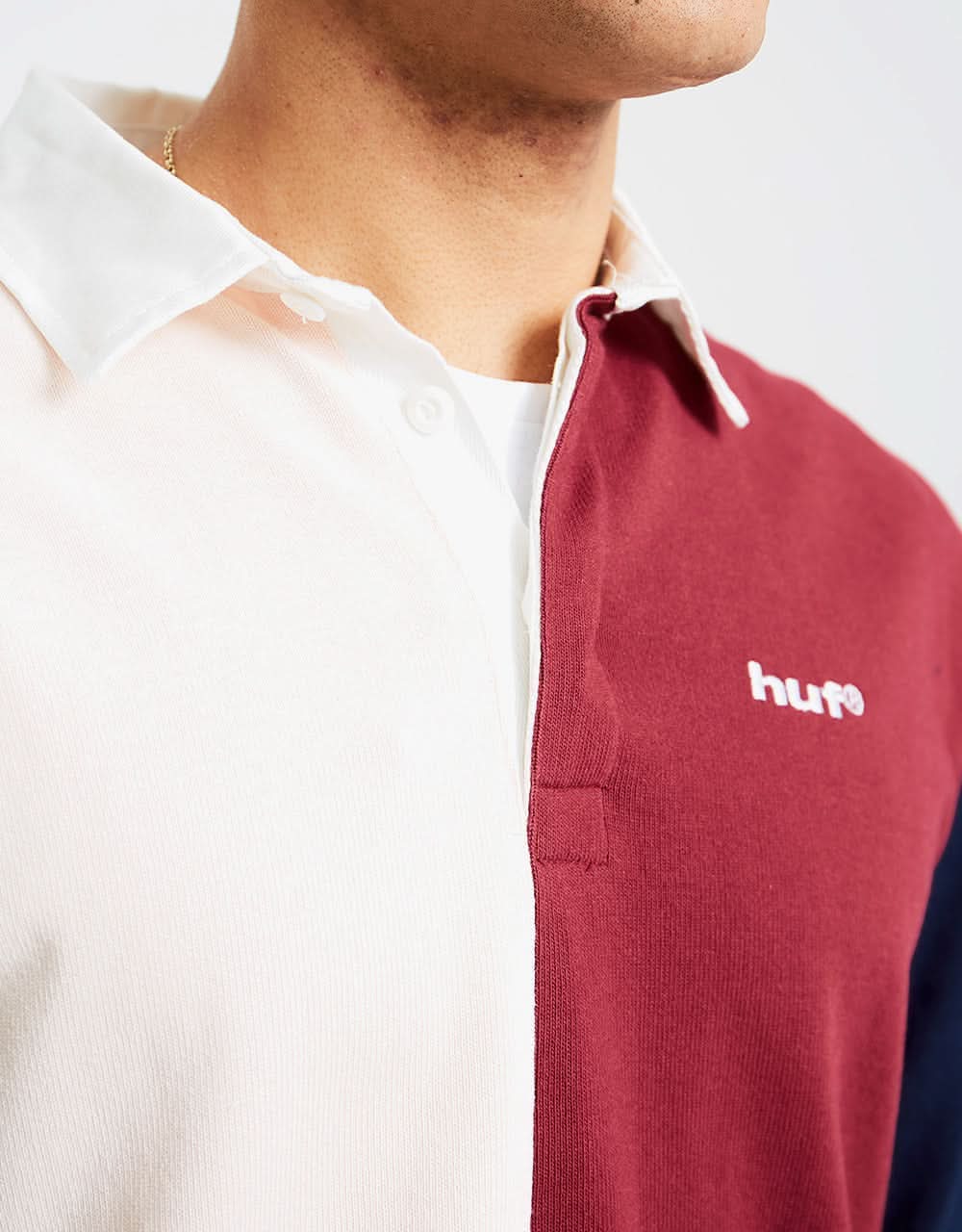 HUF Mick Colour Block L/S Rugby Shirt - Merlot