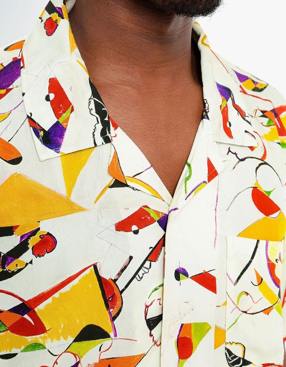 HUF x Miles Davis Self-Portrait Rayon S/S Shirt - Cream