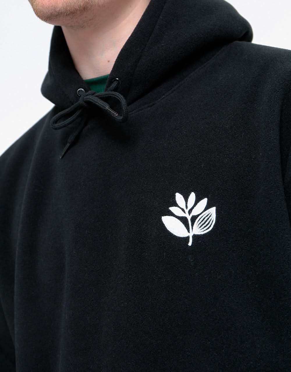 Magenta Fleece Terry Mix Pullover Hoodie - Black