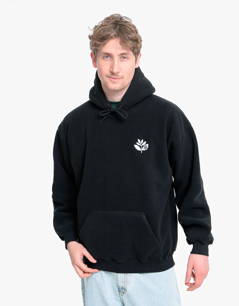 Magenta Fleece Terry Mix Pullover Hoodie - Black