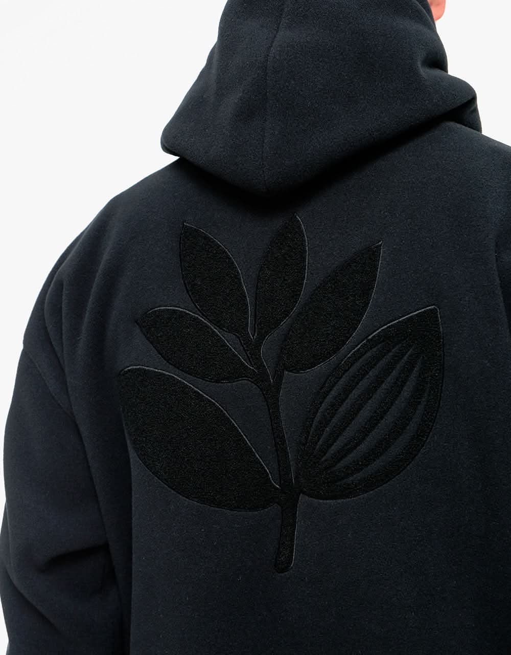 Magenta Fleece Terry Mix Pullover Hoodie - Black