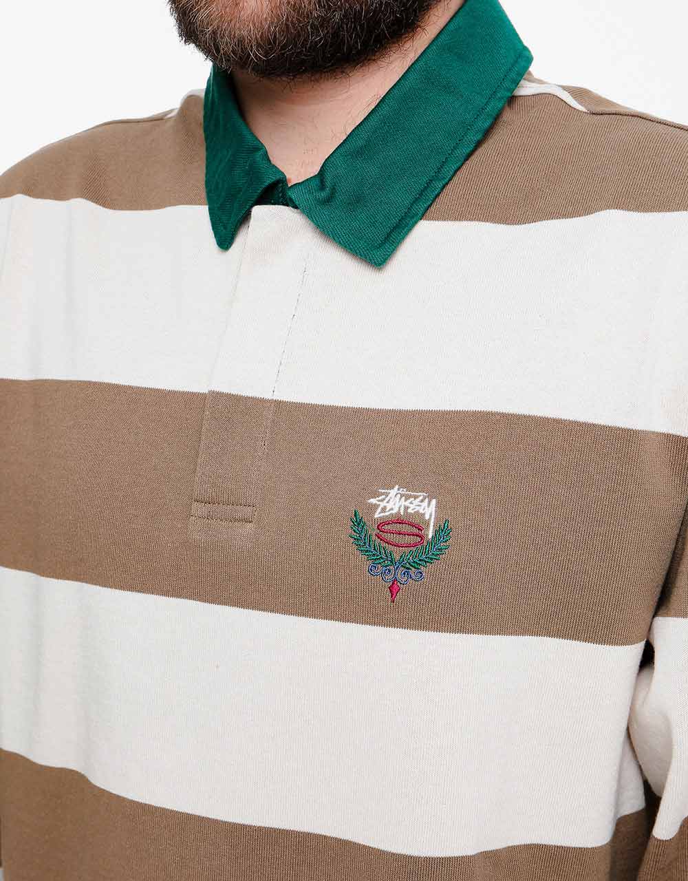 Stüssy Big Stripe L/S Rugby Shirt - Natural