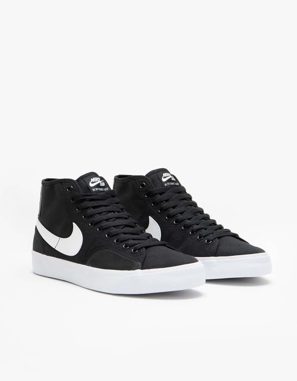 Nike SB BLZR Court Mid Skate Shoes - Black/White-Black