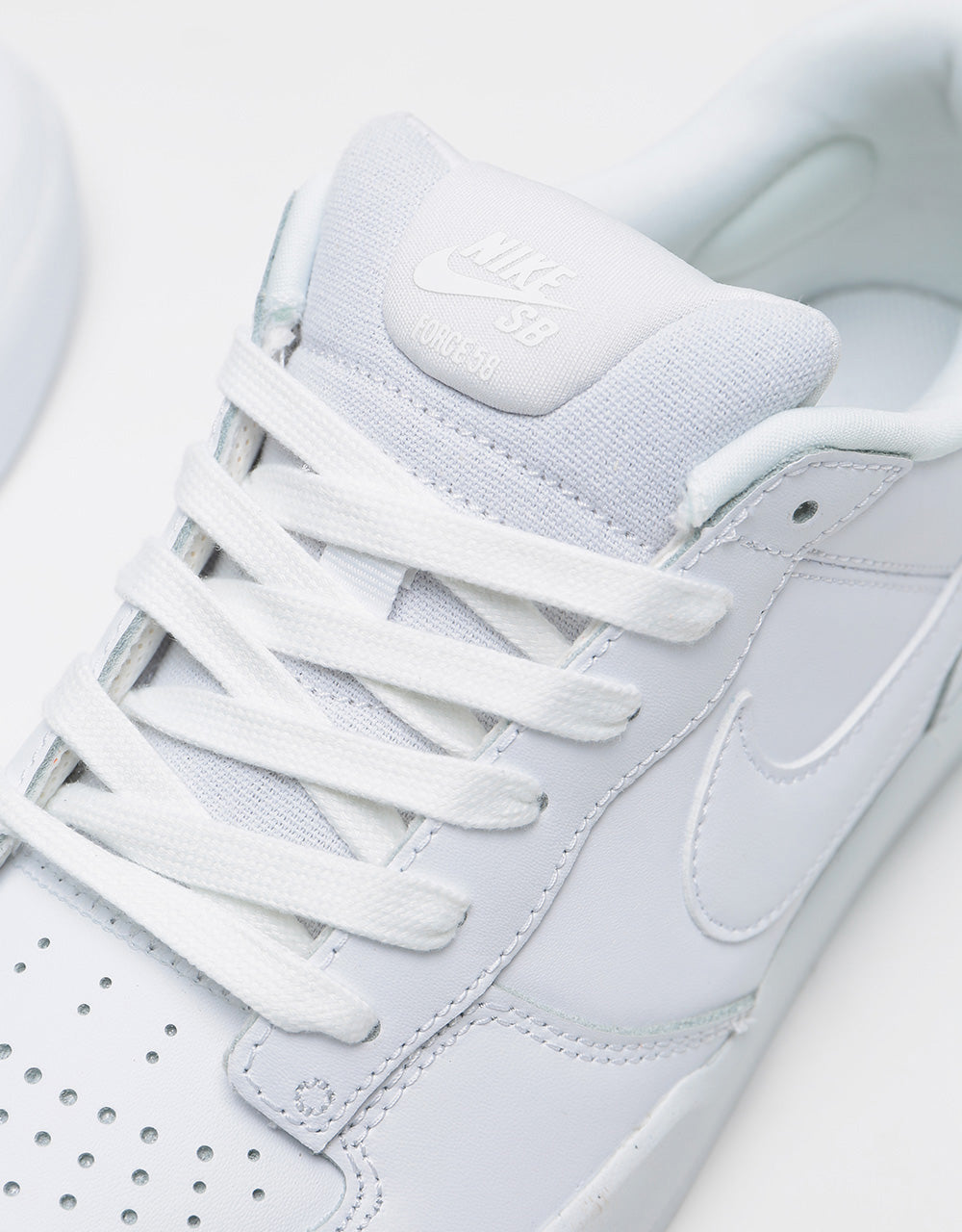 Nike SB Force 58 Premium Leather Skate Shoes - White/White-White-White