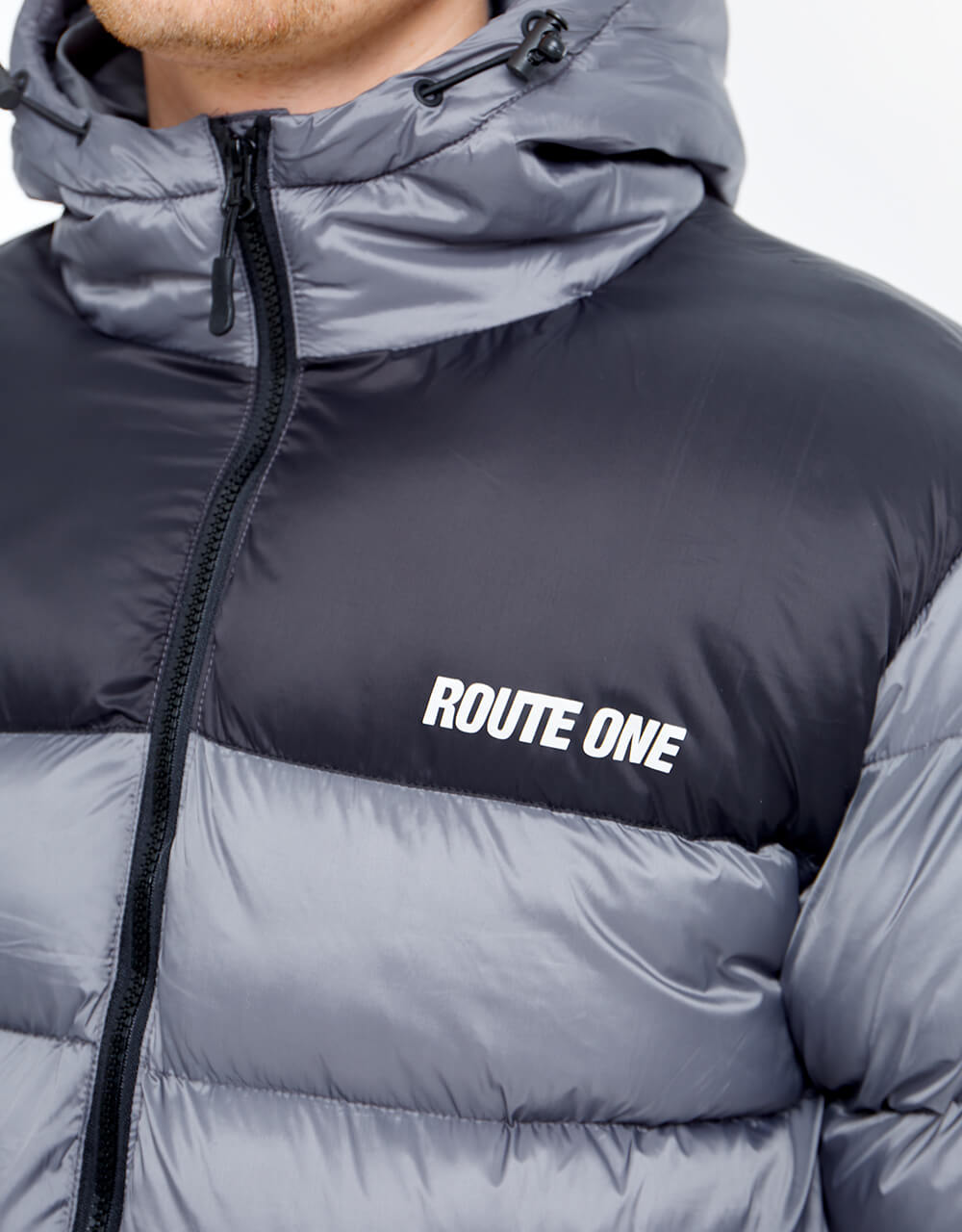 Route One Vostok Hooded Puffer Jacket - Charcoal/Black