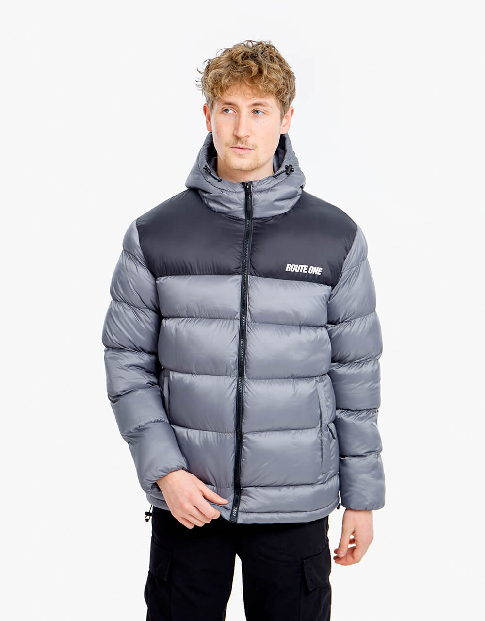 Route One Vostok Hooded Puffer Jacket - Charcoal/Black