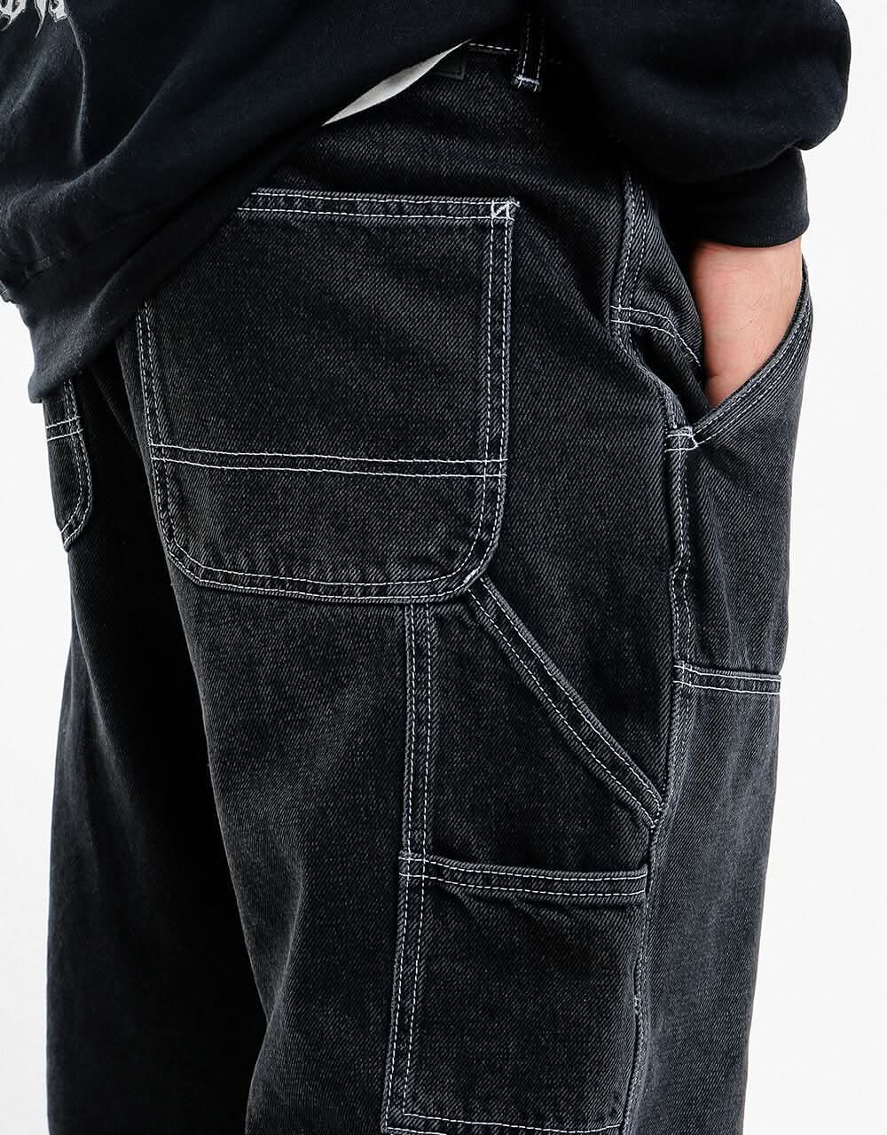 Route One Double Knee Denim Pants - Washed Black