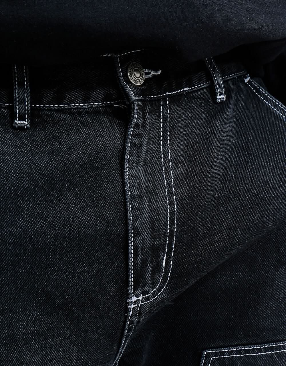 Route One Double Knee Denim Pants - Washed Black