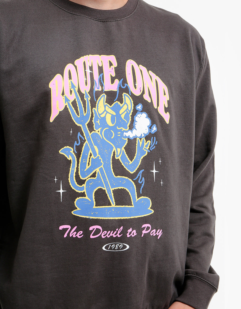 Route One The Devil To Pay Sweatshirt - Storm Grey