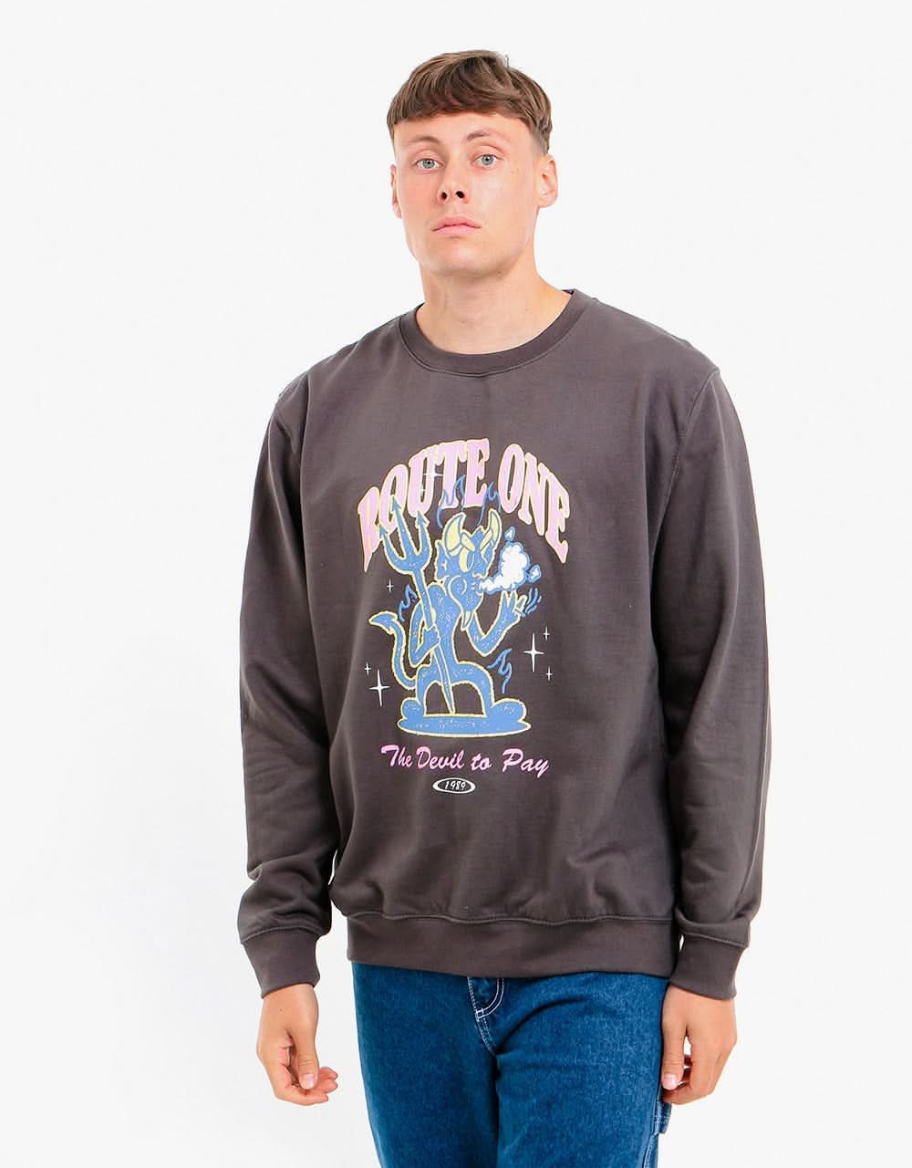 Route One The Devil To Pay Sweatshirt - Storm Grey