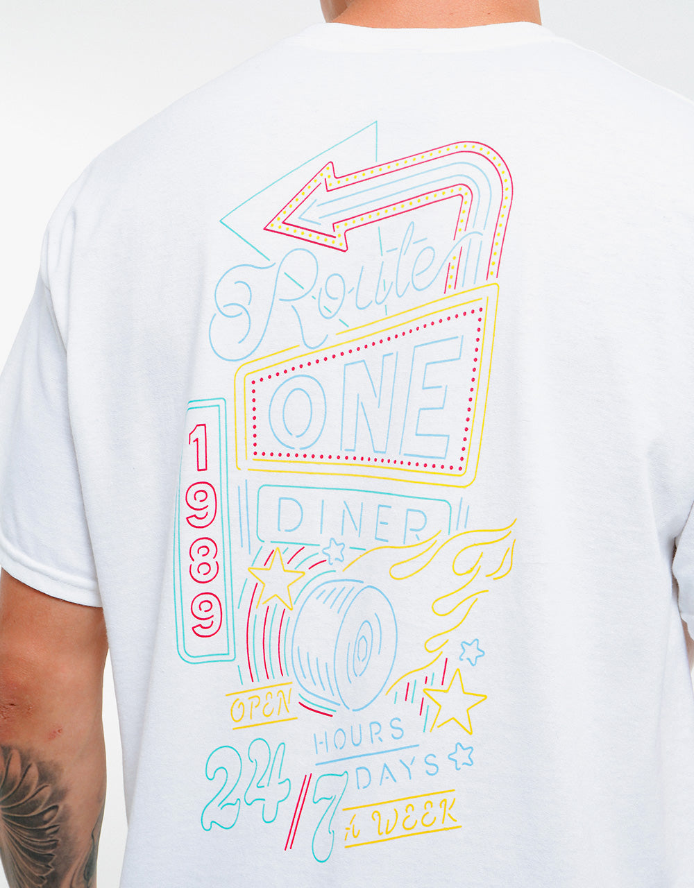 Route One Neon Diner T-Shirt - White