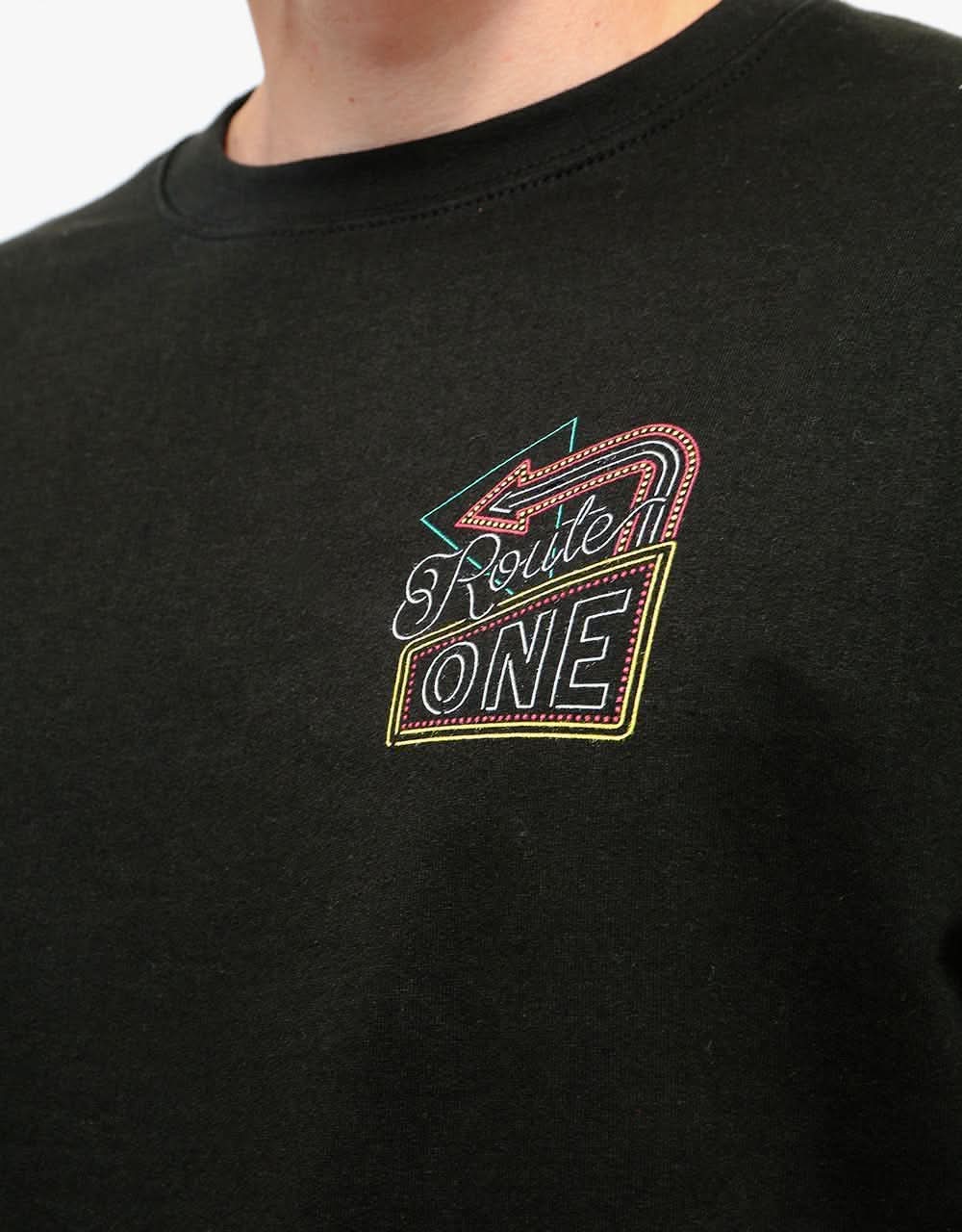 Route One Neon Diner Sweatshirt - Black