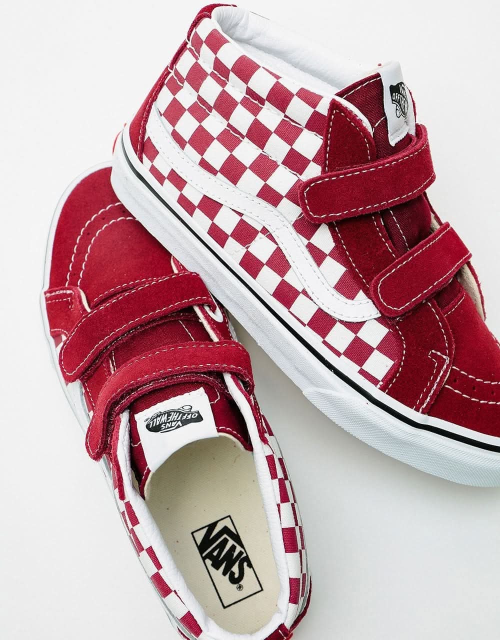 Vans SK8-Mid Reissue V Kids Skate Shoes - (Checkerboard) Pomegranate