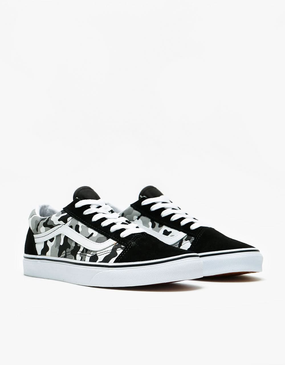 Vans Old Skool Kids Skate Shoes - (Primary Camo) Black/True White
