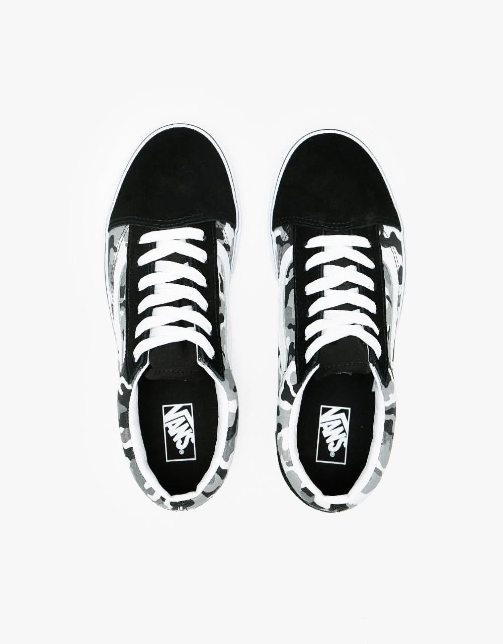 Vans Old Skool Kids Skate Shoes - (Primary Camo) Black/True White