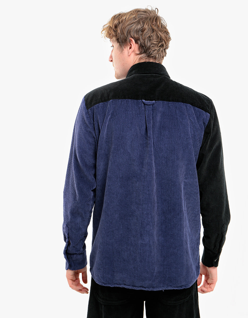 Route One Two-Tone Big Wale Cord Shirt - Black/Navy