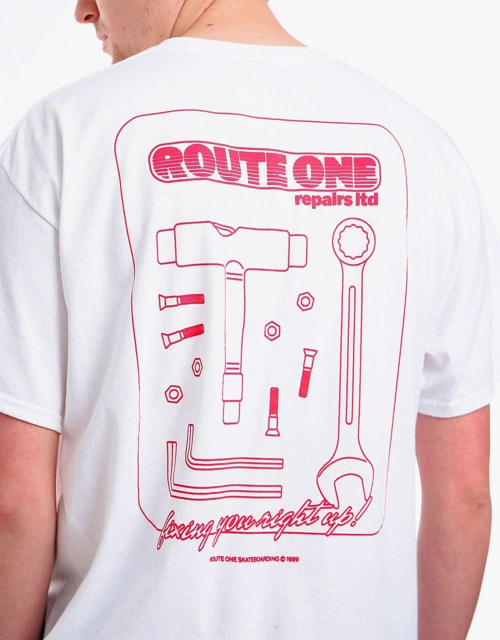 Route One Repairs T-Shirt - White
