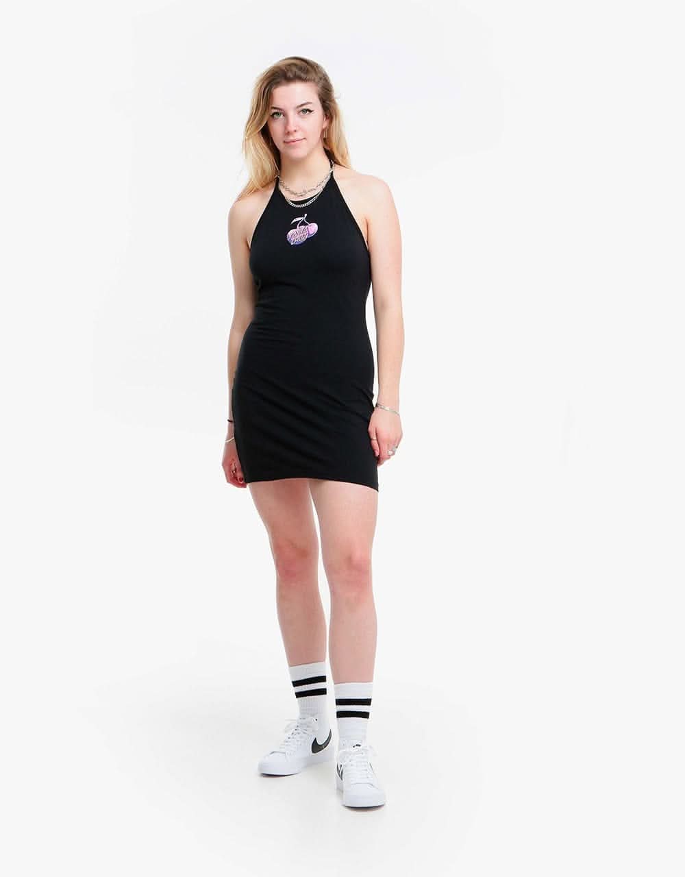 Santa Cruz Womens Cherry Dot Halter Dress - Black