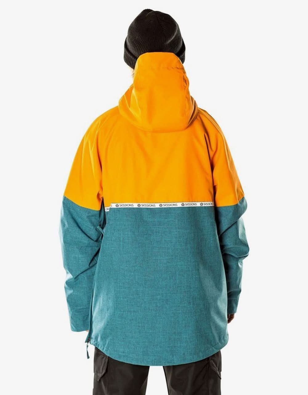 Sessions Central Anorak Pullover Snowboard Jacket - Orange/Deep Sea